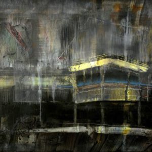 Peripetie (2012) - Oil, drawing, pigmented shellac on wood - 30 x 40 cm