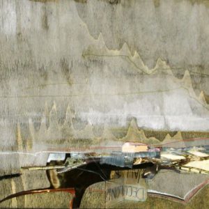 Recirculation (2012) - Oil, drawing, pigmented shellac, collage on wood - 30 x 42 cm