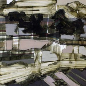 Rereading the telegram (2016) - Oil, drawing, pigmented shellac on cardboard - 42 x 56 cm