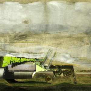 Rochade (2012) - Oil, drawing, pigmented shellac, collage on wood - 30 x 42 cm
