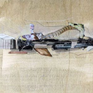 Salvage (2019) - Oil, drawing, ink, collage on wood - 30 x 42 cm