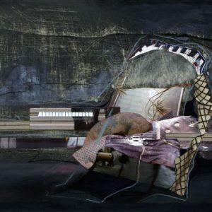Secondary Phenomenon (2012) - Oil, drawing, pigmented shellac, collage on wood - 30 x 42 cm