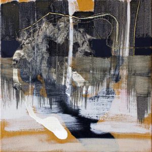 Serenity sleeps with your thoughts (2016) - Oil, drawing, pigmented shellac on canvas - 30 x 30 cm