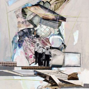 Shaped by orphaned constellations (2016) - Oil, drawing, collage on cardboard - 30 x 21 cm