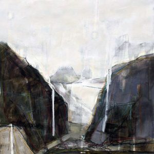 Slowly moved from (2016) - Oil, drawing, pigmented shellac on linen paper - 64 x 50 cm