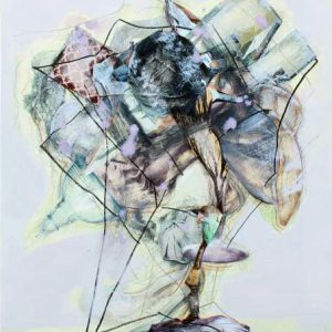 Some ceaseless sigh for answers (2018) - Oil, drawing, collage, decollage on cardboard - 27 x 19 cm
