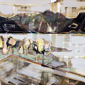 Some tangible evidences (2016) -Oil, drawing, pigmented shellac on cardboard - 50 x 64 cm