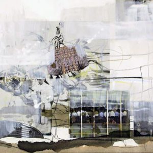 Sound Barrier (2013) - Oil, drawing, collage, pigmented shellac on paper - 22 x 28 cm