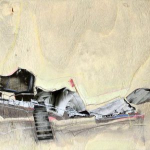 Spoor (2019) - Oil, drawing, ink, collage on wood - 30 x 42 cm
