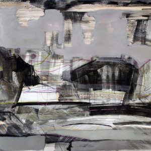 Such cascading eternity (2016) - Oil, drawing, pigmented shellac on cardboard - 50 x 64 cm