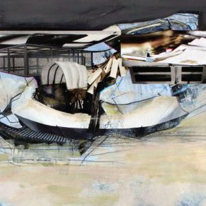 Suddenly into the light (2016) - Oil, drawing, collage on cardboard - 21 x 29 cm
