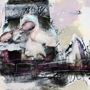 Tasting the next pretending (2016) - Oil, drawing, collage on cardboard - 20 x 28 cm