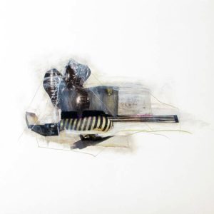 Tenor (2014) - Oil, drawing, pigmented shellac, collage on paper - 40 x 40 cm