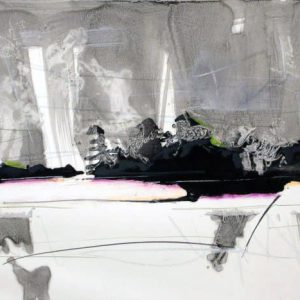 The Gate (2014) - Oil, drawing, pigmented shellac on cardboard - 32 x 44 cm