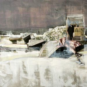 The Invention of Money (2014) - Oil, drawing, ink, collage on wood - 42 x 60 cm