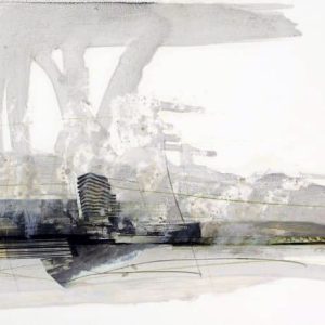 The Mock King (2014) - Oil, drawing, pigmented shellac, collage on cardboard - 32 x 44 cm