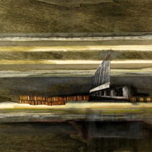 The Report (2013) - Oil, drawing, pigmented shellac, tape, collage on wood - 42 x 60 cm