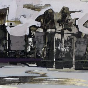 The Tardy Garden LII (2015) - Oil, drawing, pigmented shellac on linen paper - 38 x 46 cm