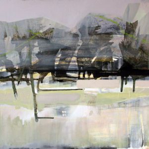 The Tardy Garden XII (2014) - Oil, drawing, pigmented shellac on linen paper - 38 x 46 cm