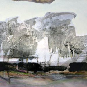 The Tardy Garden XXVI (2014) - Oil, drawing, pigmented shellac on linen paper - 38 x 46 cm