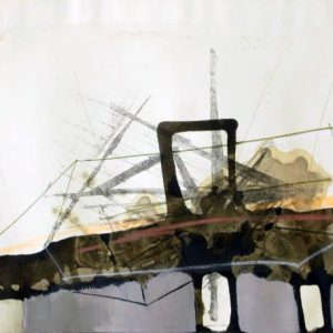 The other brink (2014) - Oil, drawing, pigmented shellac on paper - 26,5 x 38 cm