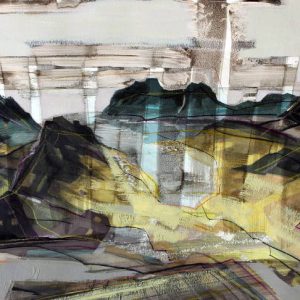 The sudden peace of an open road (2016) - Oil, drawing, pigmented shellac on cardboard - 42 x 56 cm