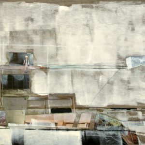 The Preacher (2012) - Oil, drawing, pigmented shellac, collage on wood - 30 x 42 cm