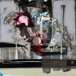 Those who wait II (2016) - Oil, drawing, pigmented shellac on canvas - 30 x 30 cm