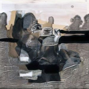 Unvisited Places K117 (2015) - Oil, drawing, pigmented shellac on print - 10 x 15 cm