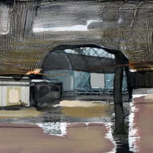 Unvisited Places K125 (2016) - Oil, drawing, pigmented shellac on print - 10 x 15 cm