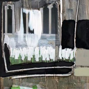Unvisited Places K134 (2016) - Oil, drawing, pigmented shellac on print - 15 x 10 cm