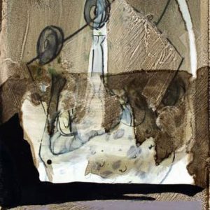 Unvisited Places K135 (2016) - Oil, drawing, pigmented shellac on print - 15 x 10 cm
