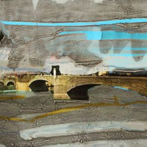 Unvisited Places K177 (2016) - Oil, drawing, pigmented shellac on print - 10 x 15 cm
