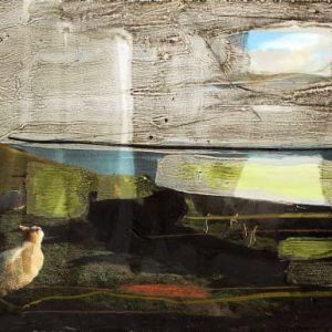 Unvisited Places K179 (2016) - Oil, drawing, pigmented shellac on print - 12 x 17 cm