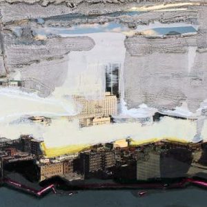 Unvisited Places K187 (2016) - Oil, drawing, pigmented shellac on print - 12 x 17 cm
