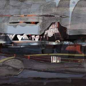 Unvisited Places K190 (2016) - Oil, drawing, pigmented shellac on print - 10 x 15 cm