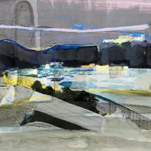 Unvisited Places K192 (2016) - Oil, drawing, pigmented shellac on print - 10 x 15 cm