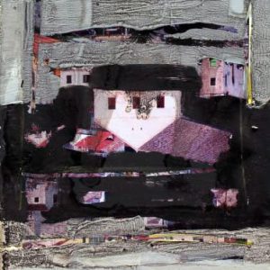 Unvisited Places K197 (2016) - Oil, drawing, pigmented shellac on print - 15 x 10 cm