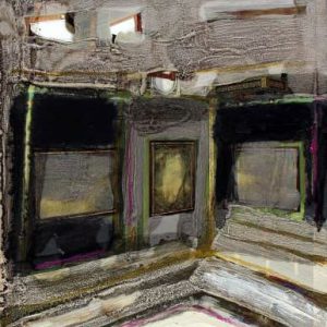 Unvisited Places K199 (2016) - Oil, drawing, pigmented shellac on print - 15 x 10 cm