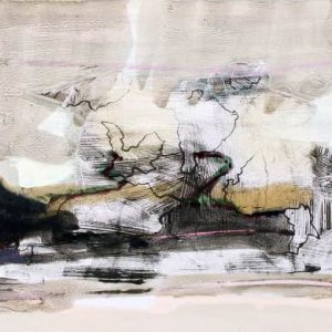 Unvisited Places K206 (2016) - Oil, drawing, pigmented shellac on print - 10 x 15 cm