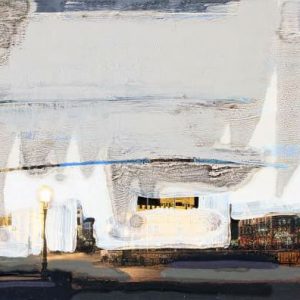 Unvisited Places K207 (2016) - Oil, drawing, pigmented shellac on print - 12 x 17 cm