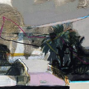 Unvisited Places K216 (2016) - Oil, drawing, pigmented shellac on print - 10 x 15 cm
