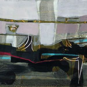 Unvisited Places K217 (2016) - Oil, drawing, pigmented shellac on print - 10 x 15 cm