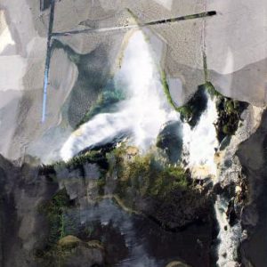 Unvisited Places K224 (2016) - Oil, drawing, pigmented shellac on print - 15 x 10 cm