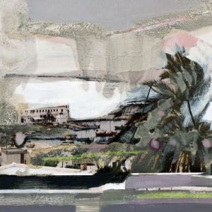 Unvisited Places K233 (2016) - Oil, drawing, pigmented shellac on print - 11 x 16 cm