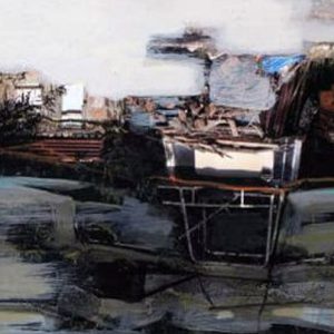 Unvisited Places K257 (2017) - Oil, drawing, pigmented shellac on print - 10 x 21 cm