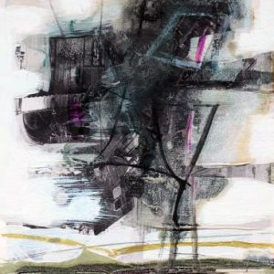 Unvisited Places K258 (2017) - Oil, drawing, pigmented shellac on print - 15 x 10 cm