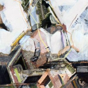 Unvisited Places K279 (2018) - Oil, drawing, pigmented shellac on print - 15 x 10 cm