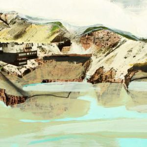 Unvisited Places K295 (2019) - Oil, drawing, pigmented shellac on print - 10 x 15 cm
