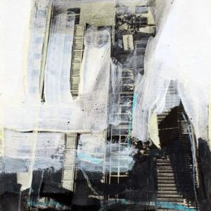 Unvisited Places K297 (2019) - Oil, drawing, pigmented shellac on print - 15 x 10 cm